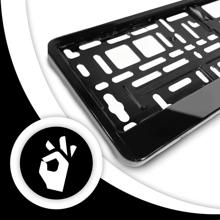 рамка за регистрационен номер широка лайсна 1 брой - черна amio ...