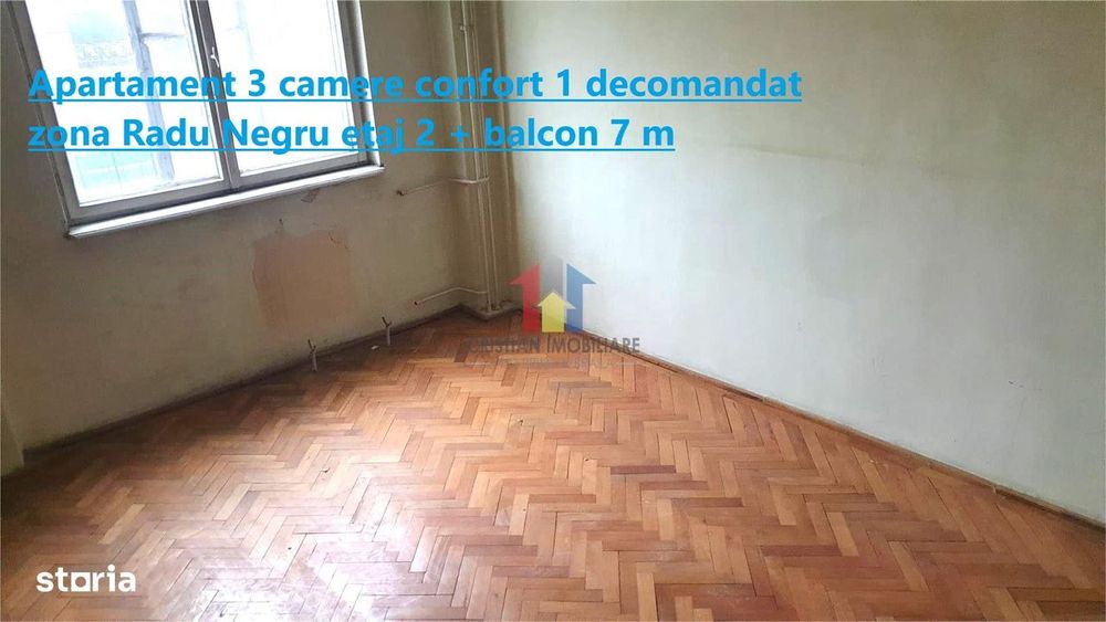 Apartament 3 camere Radu Negru etaj 2+balcon 7m