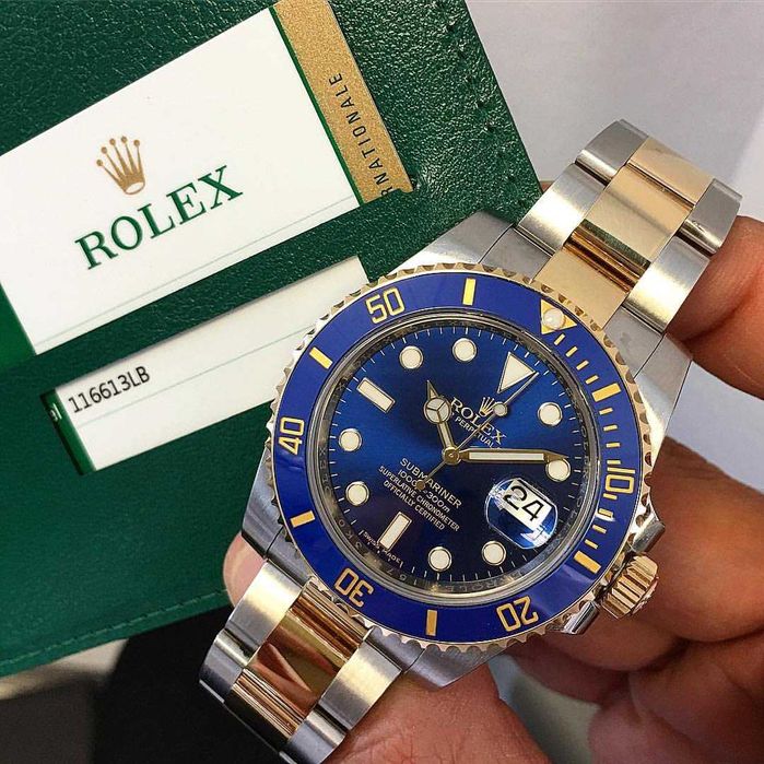 rolex submariner двуцветен син циферблат