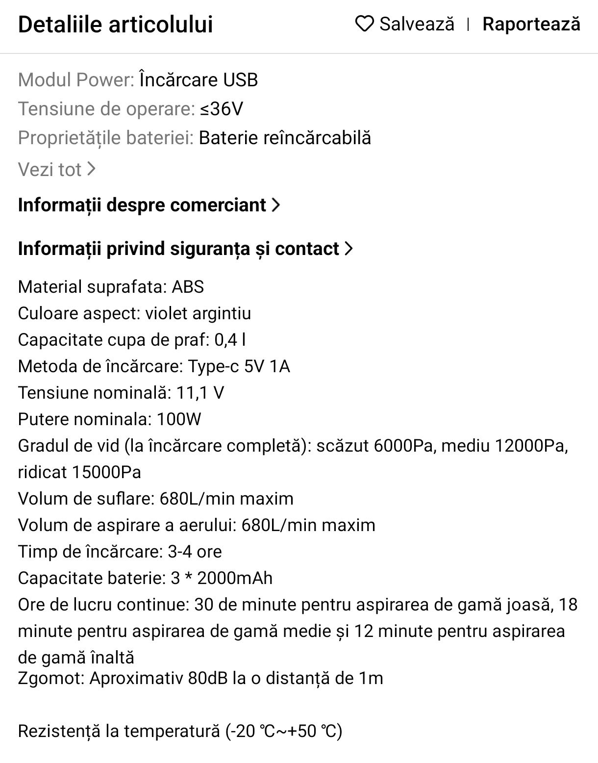 Aspirator auto puternic