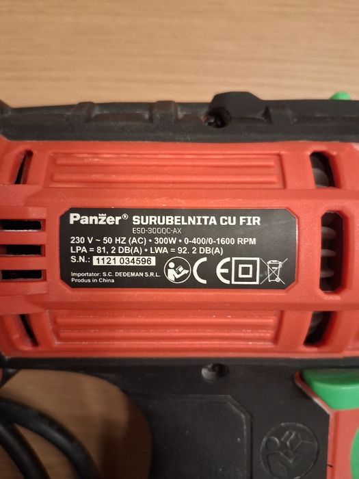 Filetanta/Bormasina/surubelnita electrica cu fir Panzer ESD-300QC-AX,