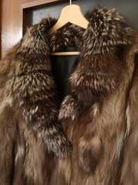 Кожено палто, естествен косъм лисица.