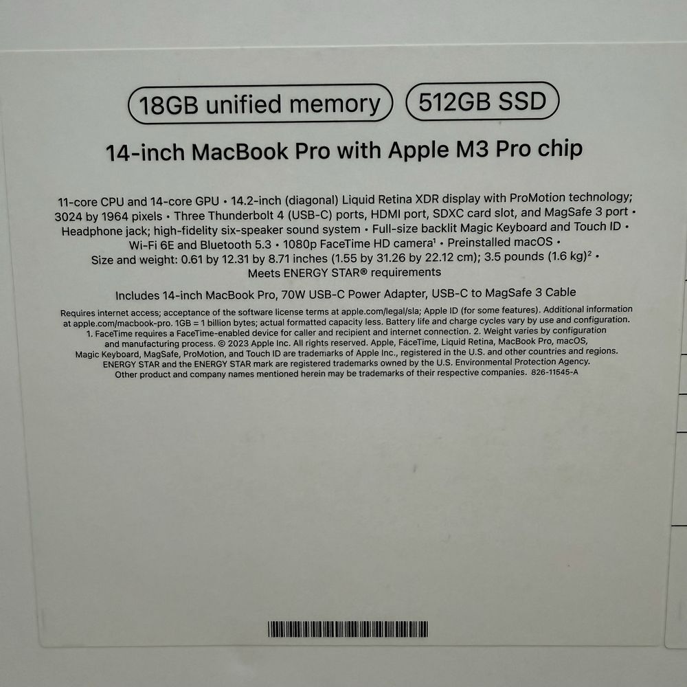 Macbook Pro 14" M3 Pro 18/512 Space Black