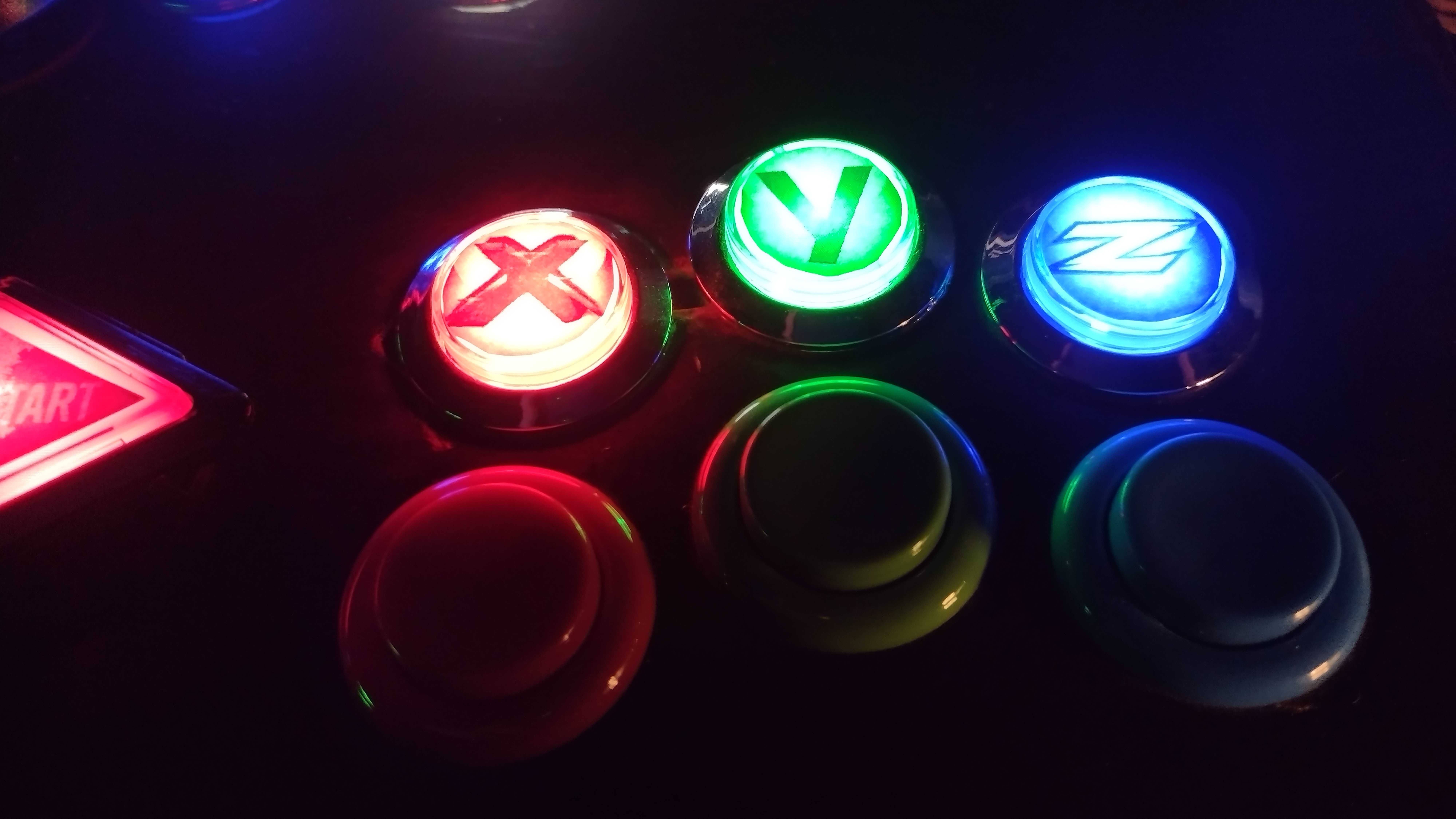 Arcade Stick-LED-Custom 18 butoane-8way I-PAC2 board, Cherry switches