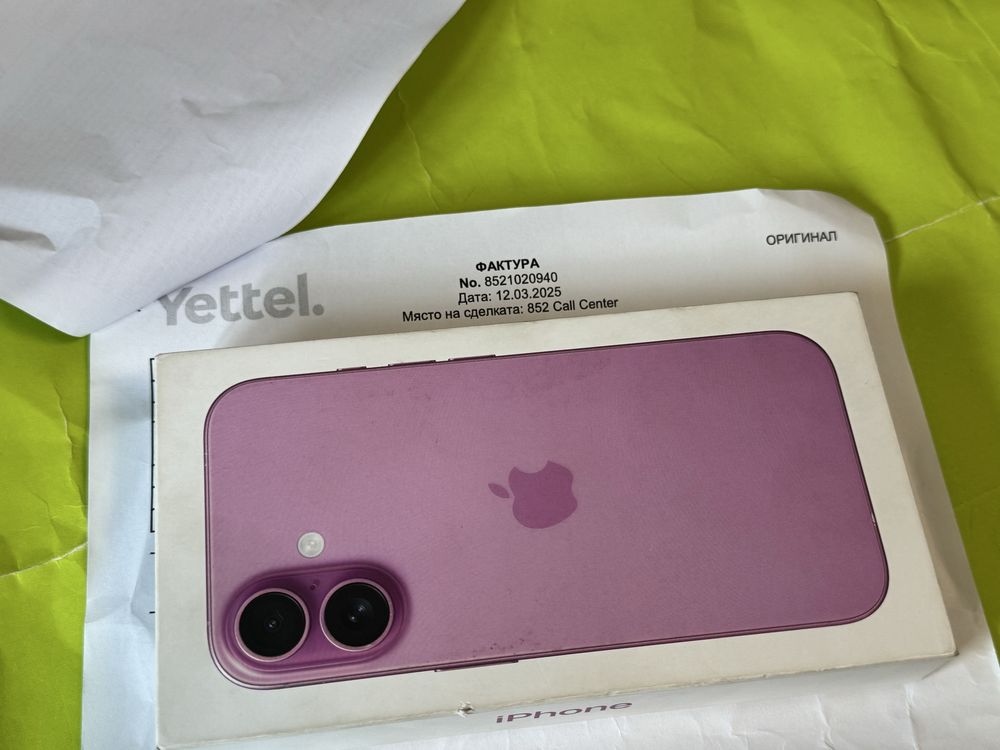***ЧИСТО НОВ 128GB iPhone 16 Гаранция Yettel 2028 Pink