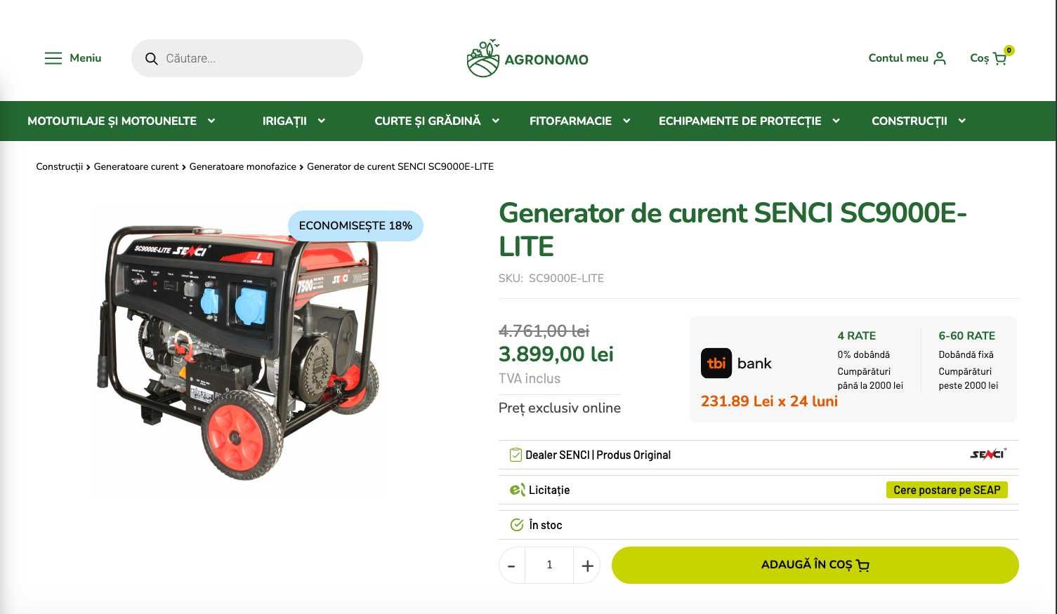 Generator Senci Max 7.5kW SC9000E
