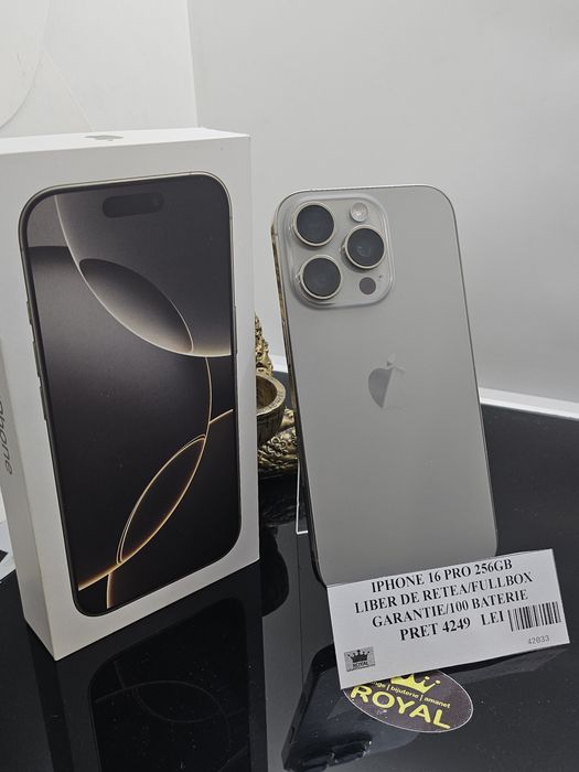 Amanet Royal: Iphone 16 Pro /256GB/ Fullbox/100% baterie