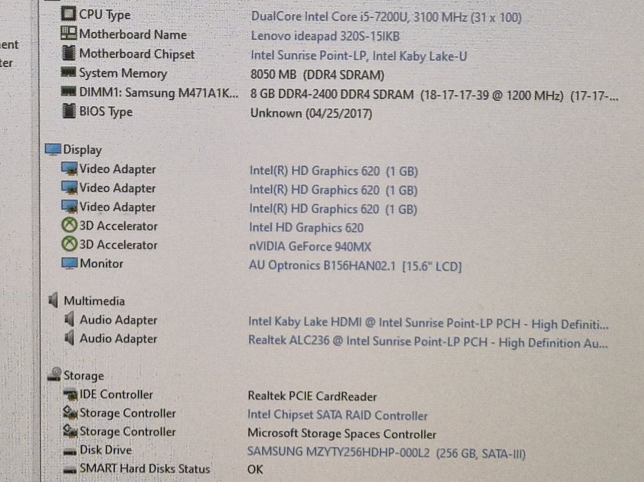 vand laptop Lenovo IdeaPad 320S.15.6"FH.8Gb.Geforce 940MX.Ssd 256