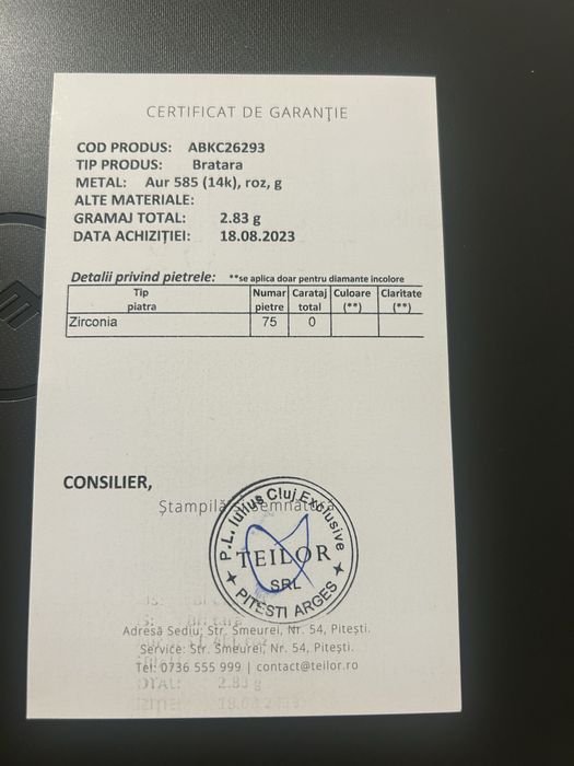 Bratara tenis Teilor