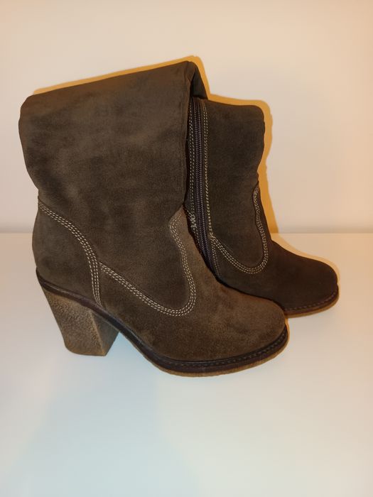 Cizme damă, piele întoarsă, maro 36