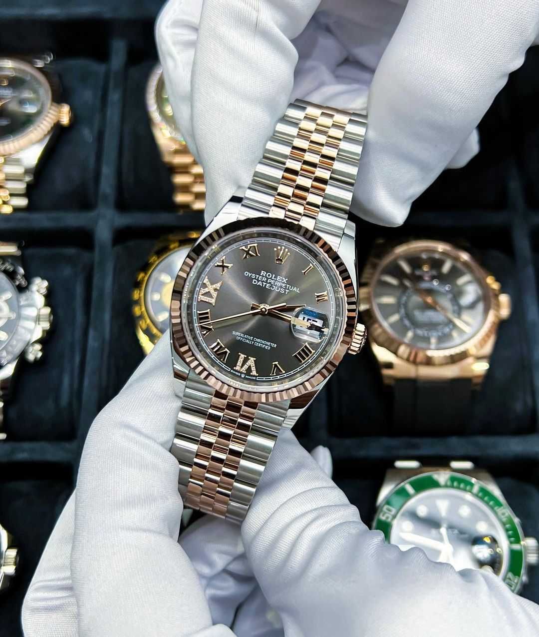 rolex datejust 36mm двуцветен / сив циферблат