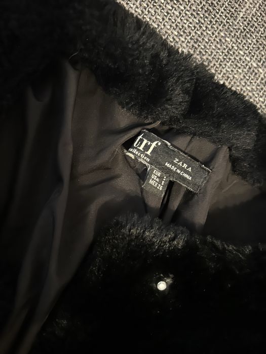 Blană artificială Zara scurtă medie neagră