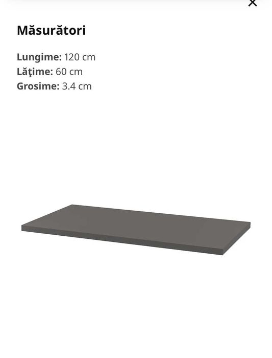 NOU! Blat IKEA 120x60 cm gri închis