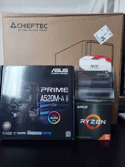 PC Ryzen 5 5600GT 16GB RAM, 1TB SSD office, editare Windows 11