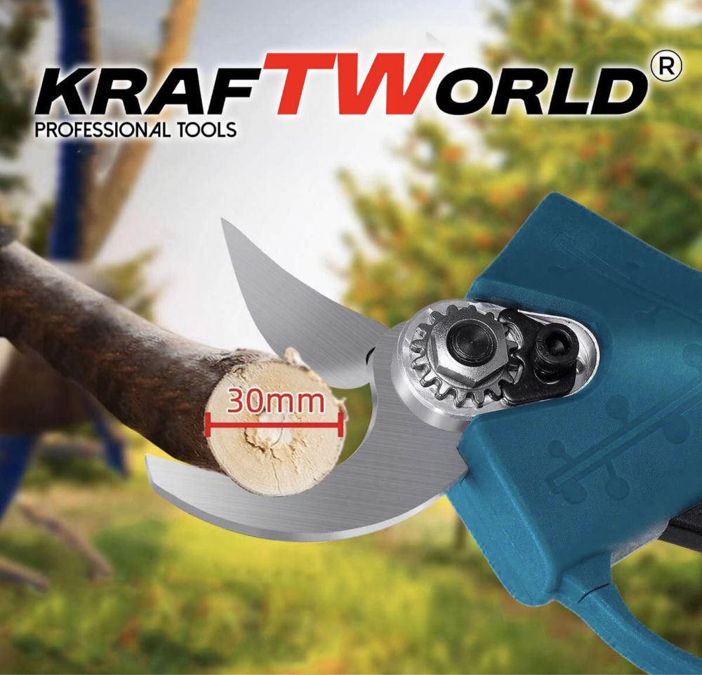 Акумулаторна Градинска и Лозарска Ножица KraftWorld с 2 Батерии