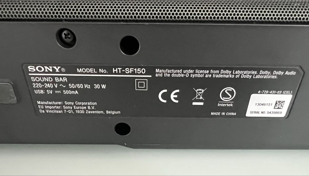 Vand sounbar Sony Ht-sf150