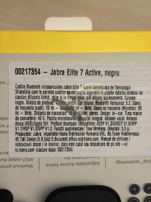 Casti bluetooth Jabra Elite 7 Active True Wireless
In-Ear