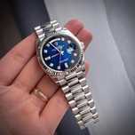 rolex daydate blue dial 36,mm lady
