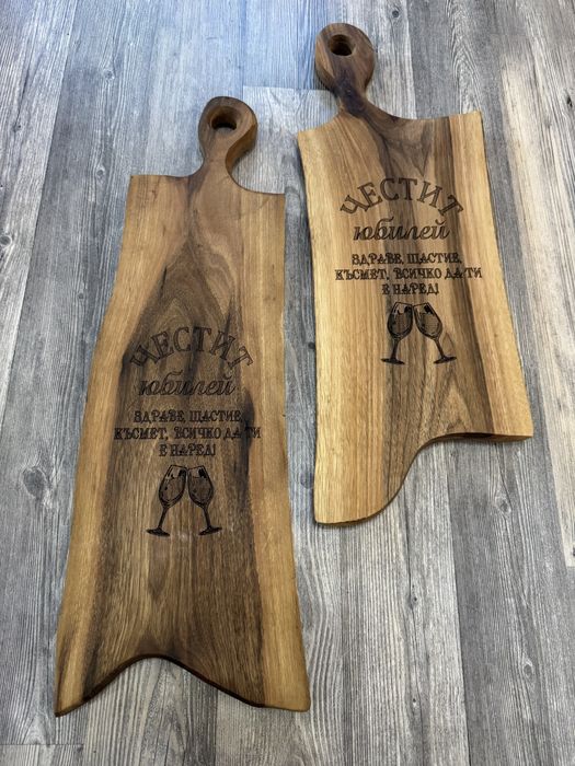Лазерно гравиране на дъски за рязане и сервиране "Дървенийки Бургас"
