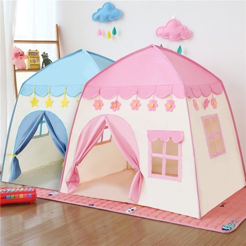 Детская палатка домик голубой и розовый