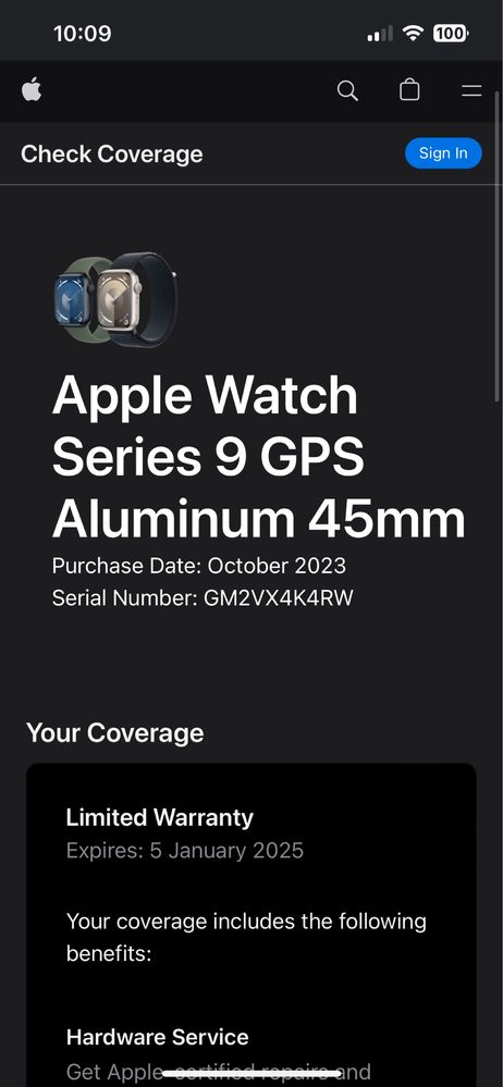 Apple Watch Series 9 GPS Aluminum 45mm