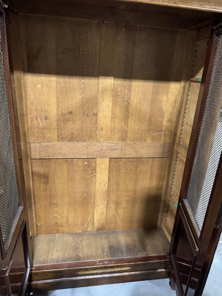 Biblioteca empire din lemn masiv cu elemente din bronz