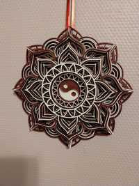 Ornament din lemn Mandala multistrat Yin-Yang