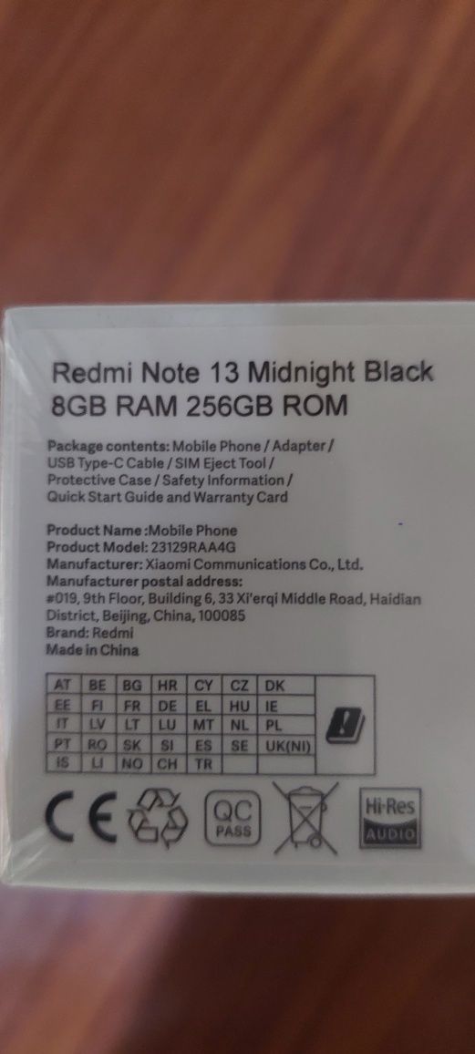 NEW!!! Redmi Note 13 8/256GB Midnight Black за 190 у.е!