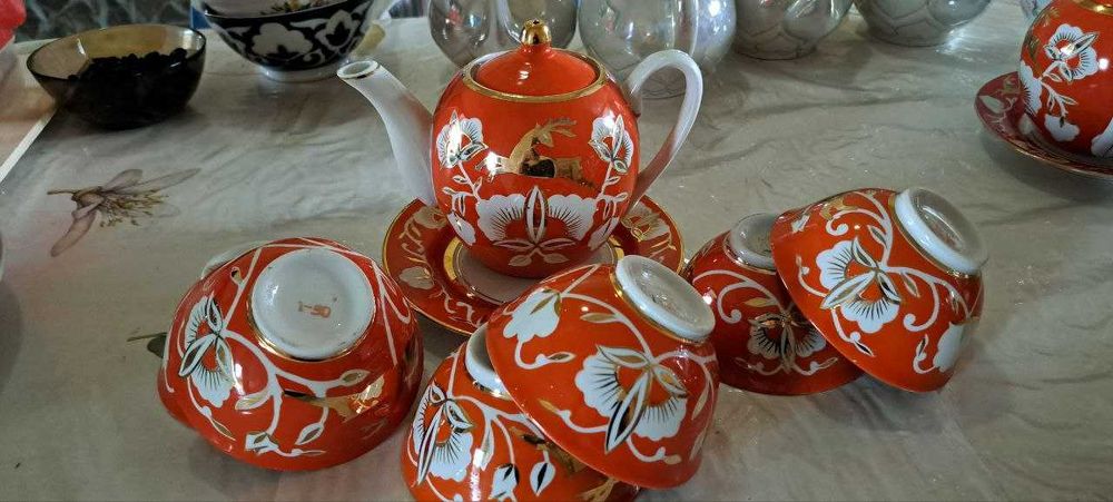 Чайный сервис (Олень) СССР, новый, большие пиялушки