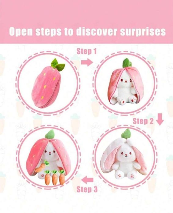 Iepuraș de plush Căpșună 2 în 1 cadou