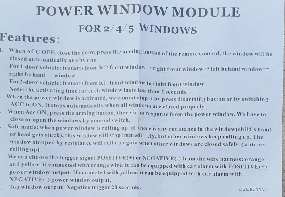Modul Auto pt ridicare geamuri la inchiderea din telecomanda-Universal