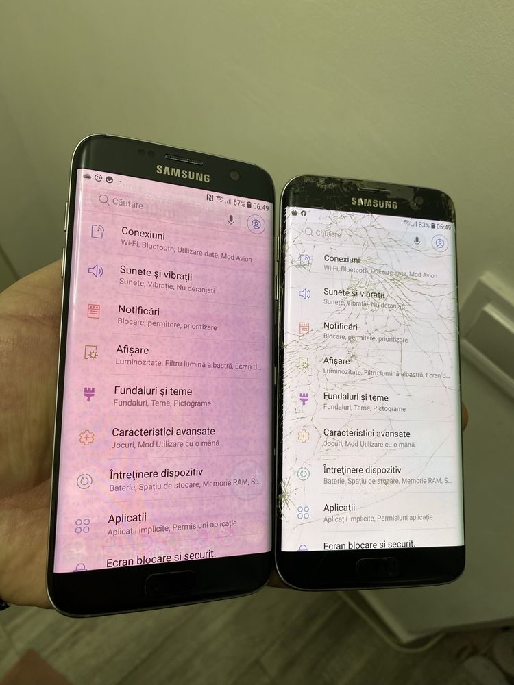 Samsung S7 edge display burn, fisurat