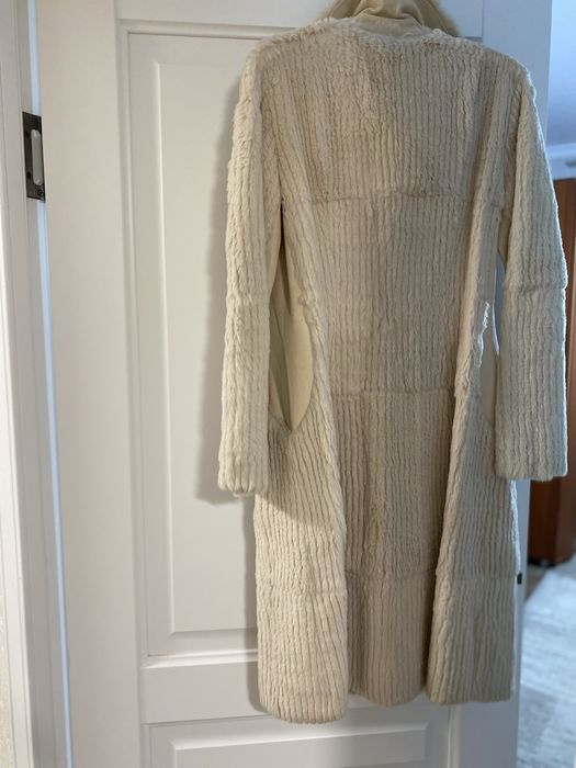 Пальто из кролика , германия; размер 46, с поясом и аставками из эко-к