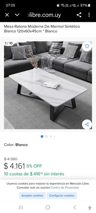 Măsuță de cafea minimalistă, blat MDF cu finisaj piatră acrilică