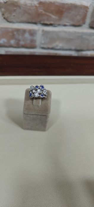 Inel aur 18k 13.28gr diamante și safire naturale (R)