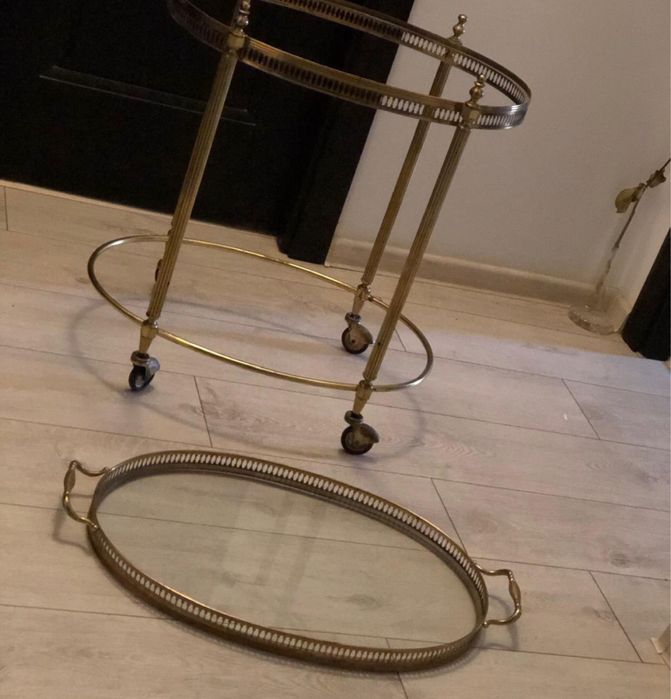 Mid century gheridon, bar, trolley cupru