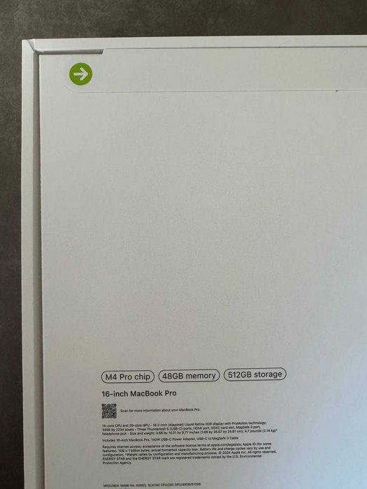 ЧИСТО НОВ MacBook Pro 16" M4 Pro Chip: 14 CPU, 20 GPU, 48RAM, 512 SSD