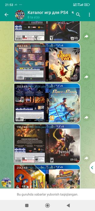 Playstation 4 va 5ga oyin yozamiz gold  hen  15 ming  donasi