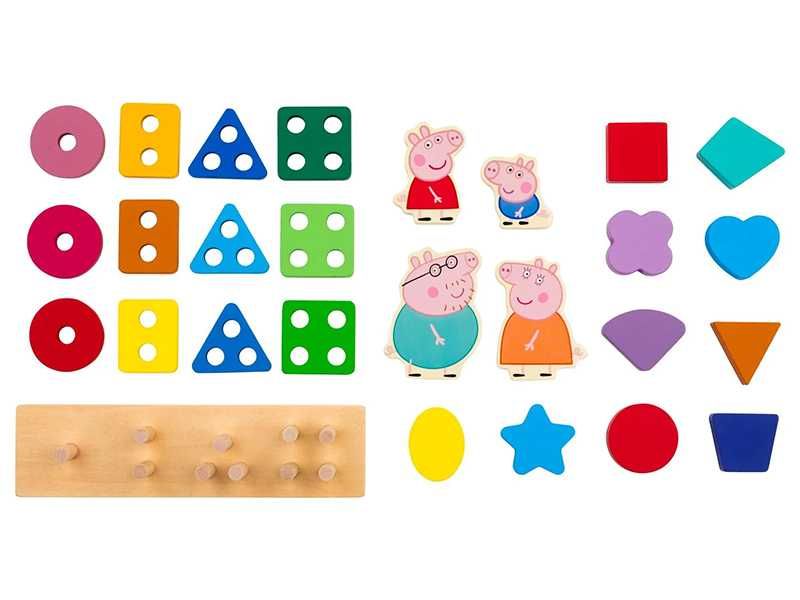 НОВИ! Дървен камион с форми Peppa Pig Прасето Пепа голям 35см