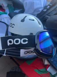 Професионална каска и ски очила POC + 5 чифта плаки