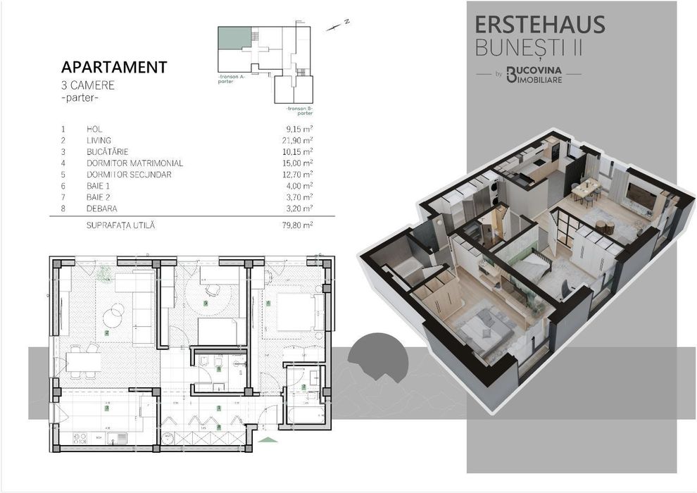 Apartament cu 3 camere bloc nou 2026