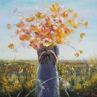 "Пролетно въображение" Картина 50х50см, Маслена живопис с шпакла