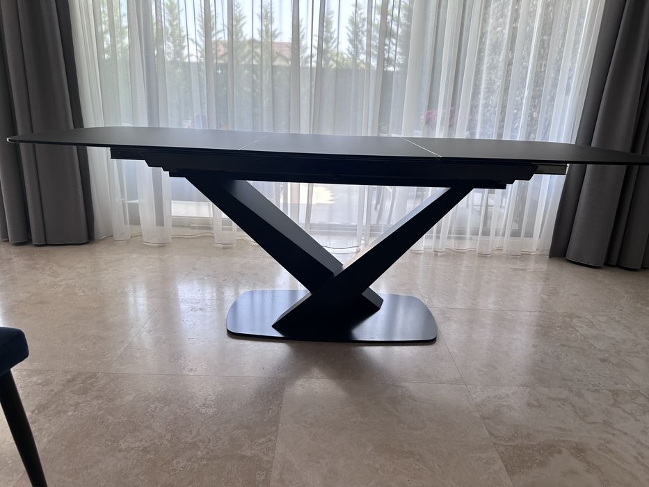 Vand masa sticla neagra living extensibila, stare excelenta
