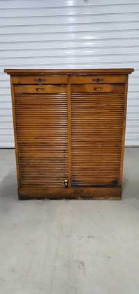 Ролетен шкаф кантонерка двоен,античен,винтидж(Tambour door®)