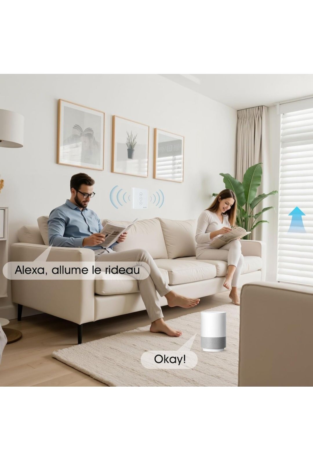 Set 4 intrerupatoare pentru rolete HeuxGir WF-CS01, control vocal!