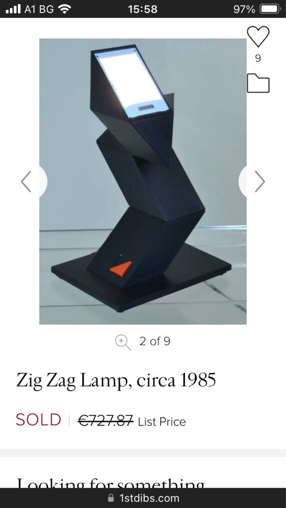 Zig Zack настолна лампа от Shui L. D. Chan, 1984