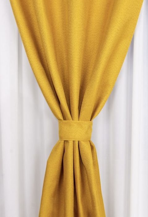 Draperii de in, culoare mustar