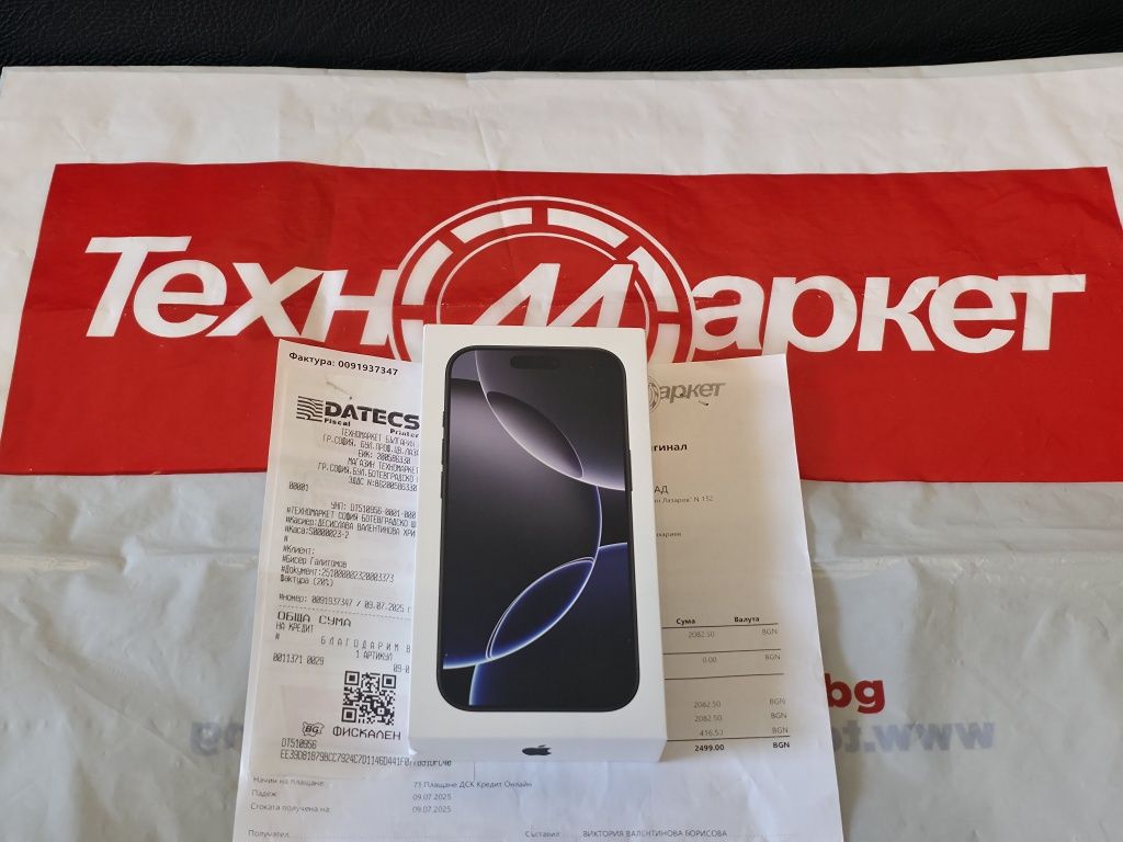 ЗАПЕЧАТАН 256GB iPhone 16 Pro Гаранция ТехноМаркет 2028 Black / Черен