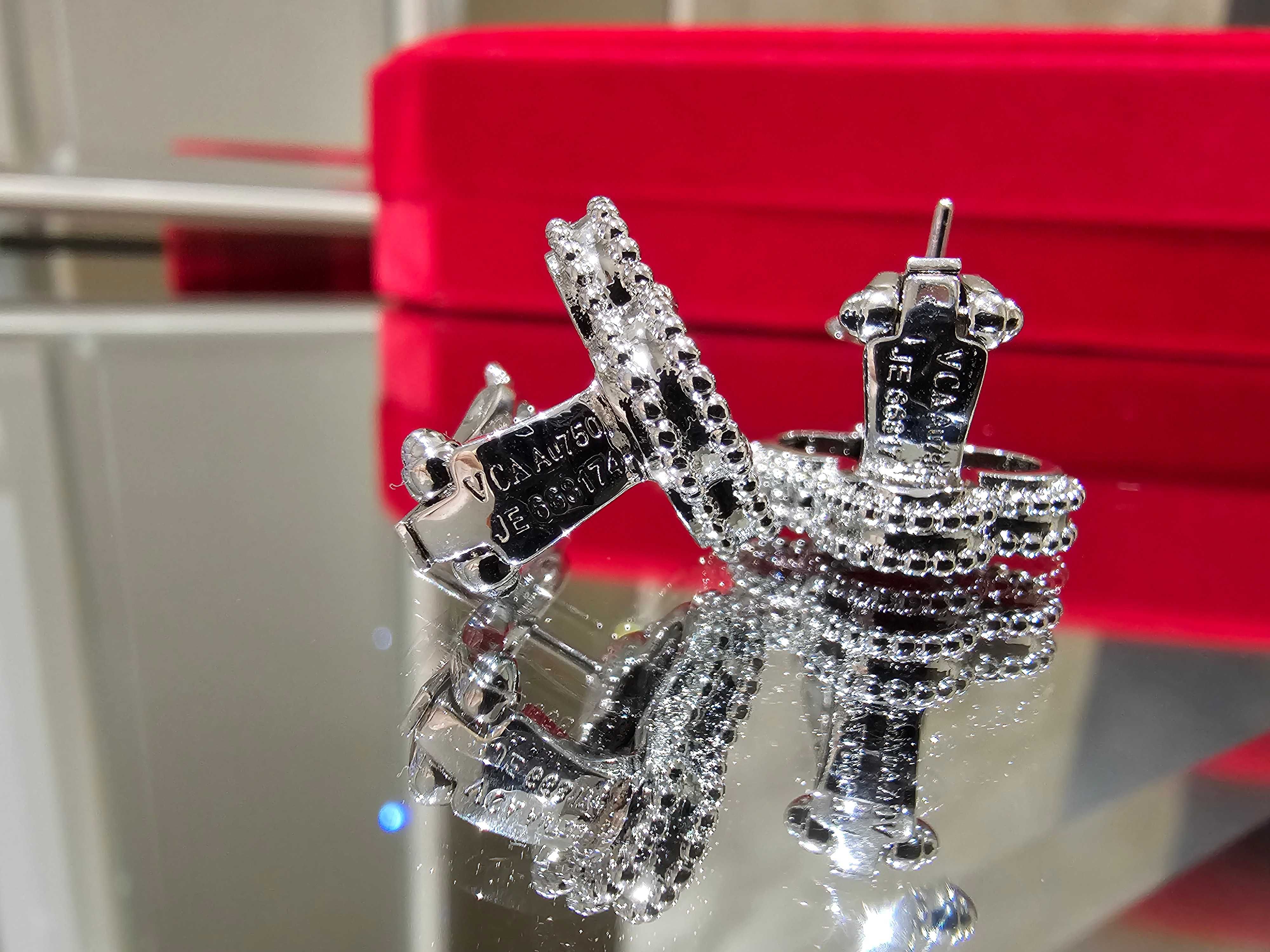 Van Cleef & Arpels VCA Silver Black Onyx Alhambra Clover Дамски Обеци