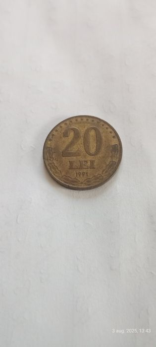 Monedă 20 lei 1991, capul lui Stefan Cel Mare